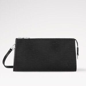 Louis Vuitton Black Epi Leather LV Monogram Pochette Accessoires